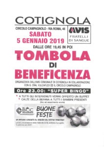 Tombola di beneficienza - AVIS Cotignola @ Cricolo Campagnolo
