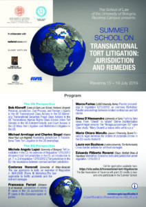 Summer School Transnational Tort litigation: Jurisdiction and remedies - AVIS Comunale Ravenna @ Campus di Ravenna | Facoltà di Giurisprudenza | Ravenna | Emilia-Romagna | Italia